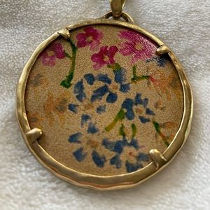 Patricia Nash Leather-Inset Double-Chain 28" Pendant Necklace NWOT